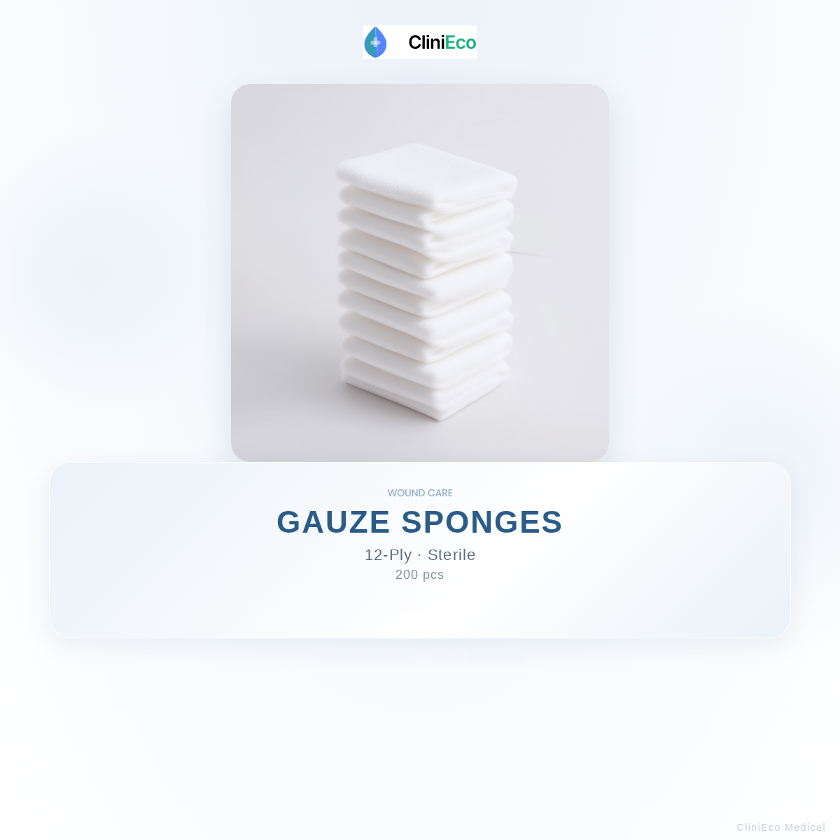 CliniEco Medical Gauze Sponges - Sterile, 12-Ply, 200-Pack