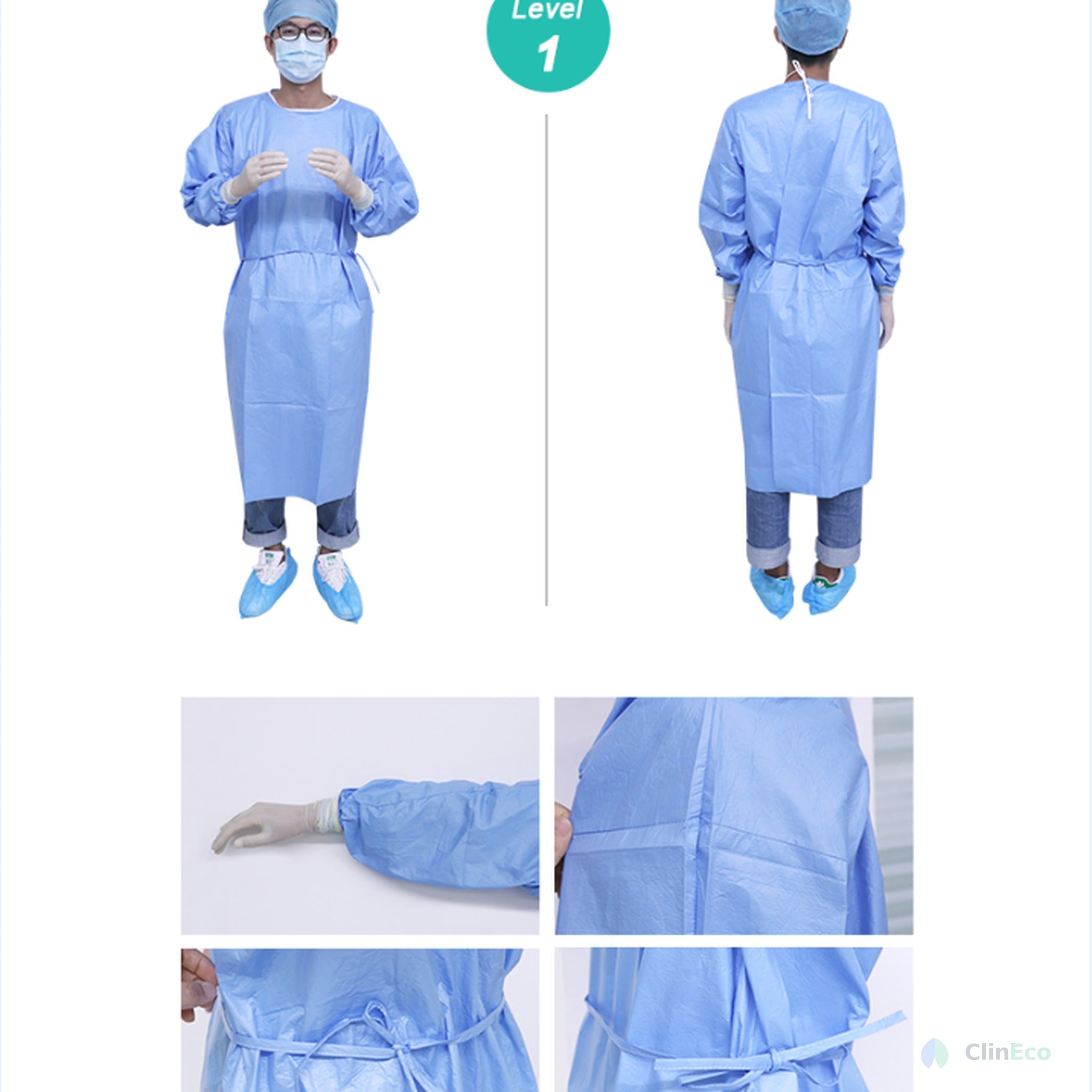CliniEco Medical CliniEco PLA Biodegradable Protective Gowns - Eco-Friendly, Non-Woven