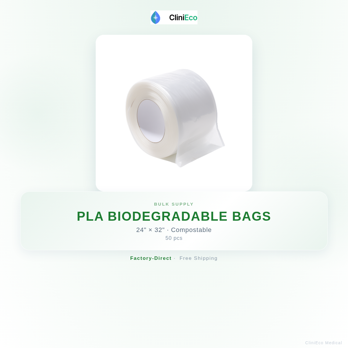CliniEco Medical CliniEco PLA Biodegradable Waste Bags - Eco-Friendly, 30 Gallon