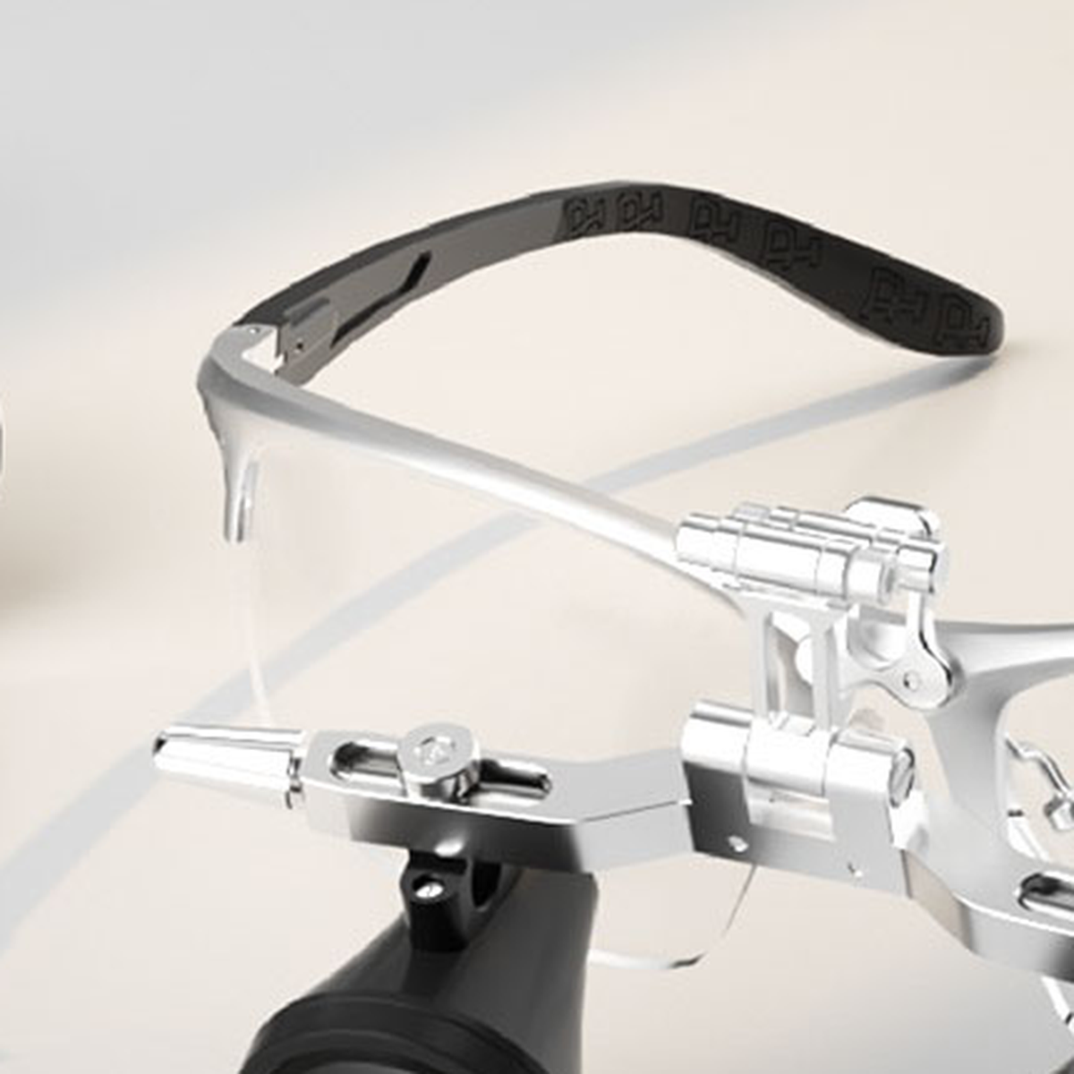 Adjustable interpupillary distance mechanism — dental loupes close-up