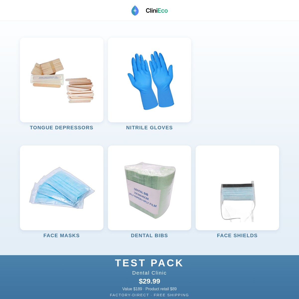 CliniEco Dental Clinic Test Pack — $29.99 (Value $175)