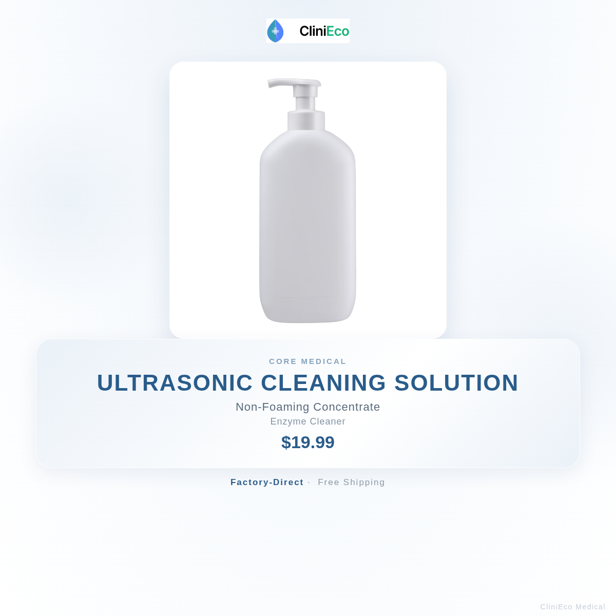 CliniEco Medical Ultrasonic Cleaning Solution — Enzyme, 4L Concentrate