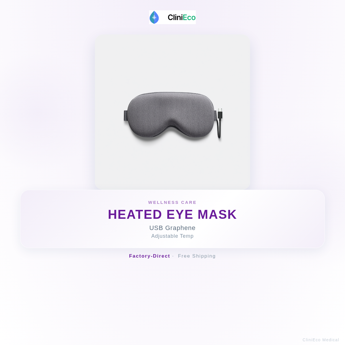 CliniEco USB Heated Eye Mask - Graphene Warm Compress for Dry Eyes