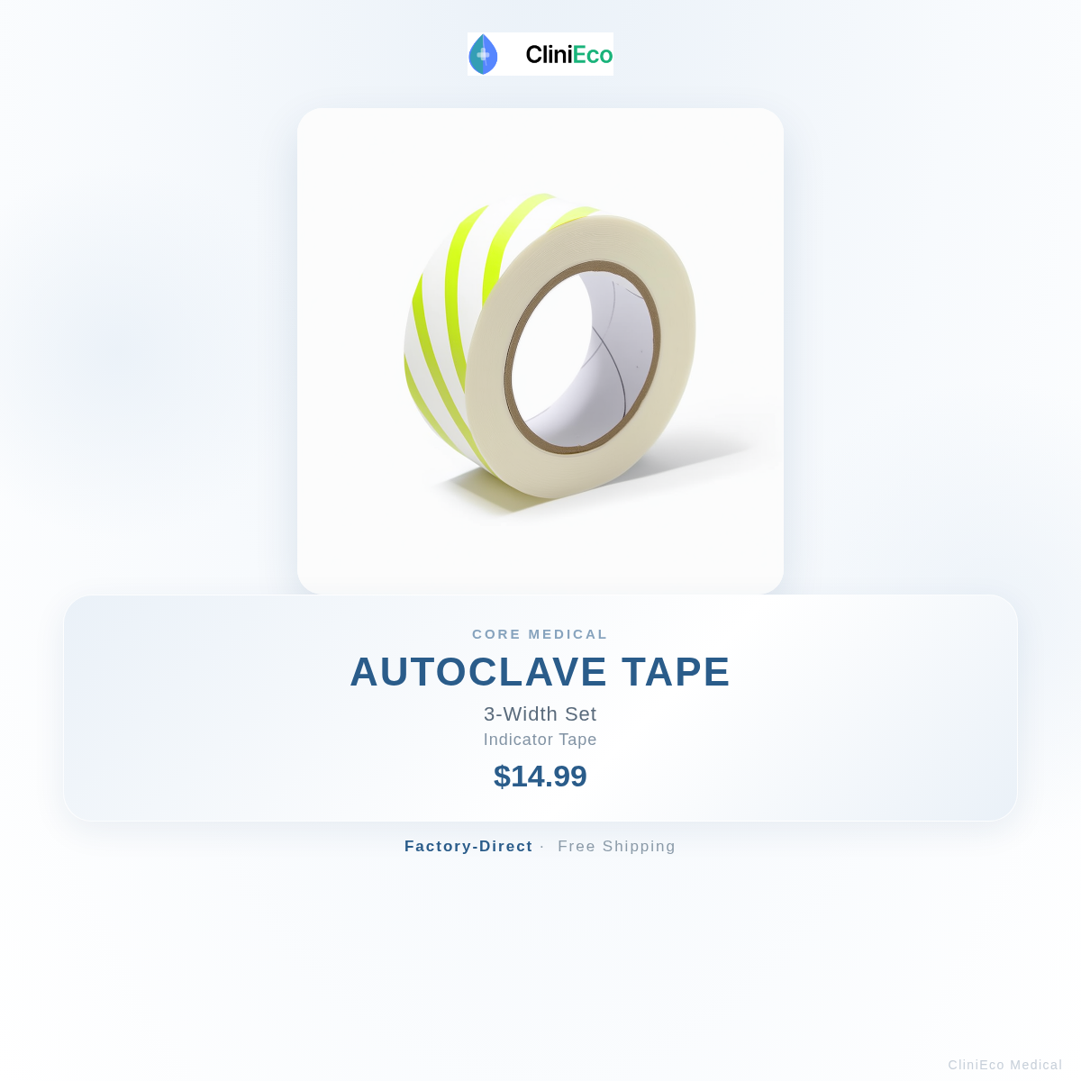 CliniEco Medical Autoclave Tape — Sterilization Indicator Tape, 3-Roll Set