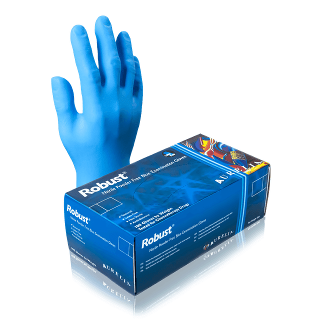 Aurelia 4.5 mil nitrile exam gloves — medical grade, blue (product photo 1)