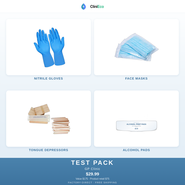 CliniEco GP Clinic Test Pack — $29.99 (Value $175)