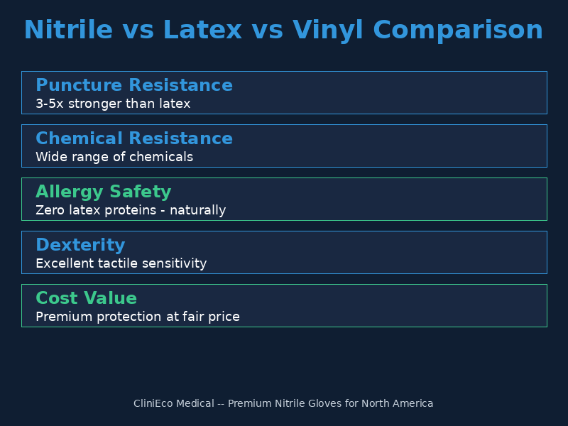 Glove Comparison Chart - Nitrile vs Latex vs Vinyl