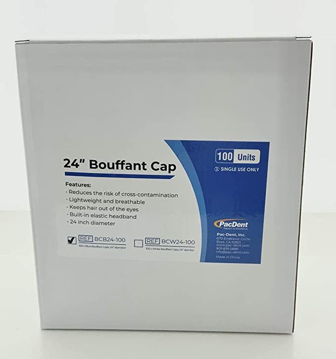 CliniEco Medical Bouffant Caps — 24-Inch, Non-Woven, 100-Pack - Image 2