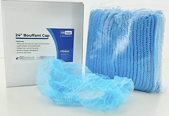 CliniEco Medical Bouffant Caps — 24-Inch, Non-Woven, 100-Pack - Image 3