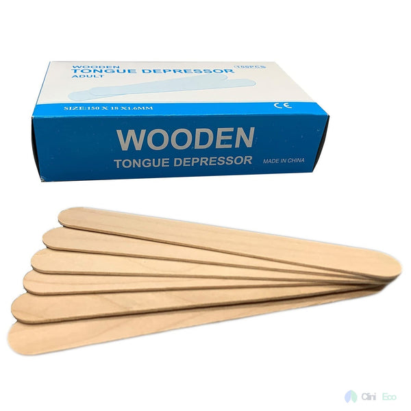 CliniEco Medical Tongue Depressors — Birch Wood, 1.8mm Thick, Sterile, 100-Pack