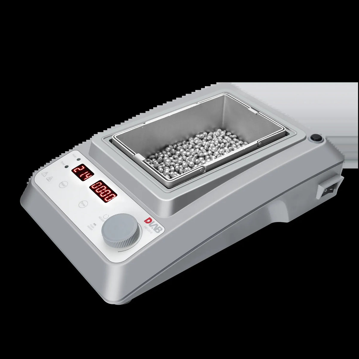 DLAB HB120-S dry bath incubator with a metal bead bath fitted in place of the heating block