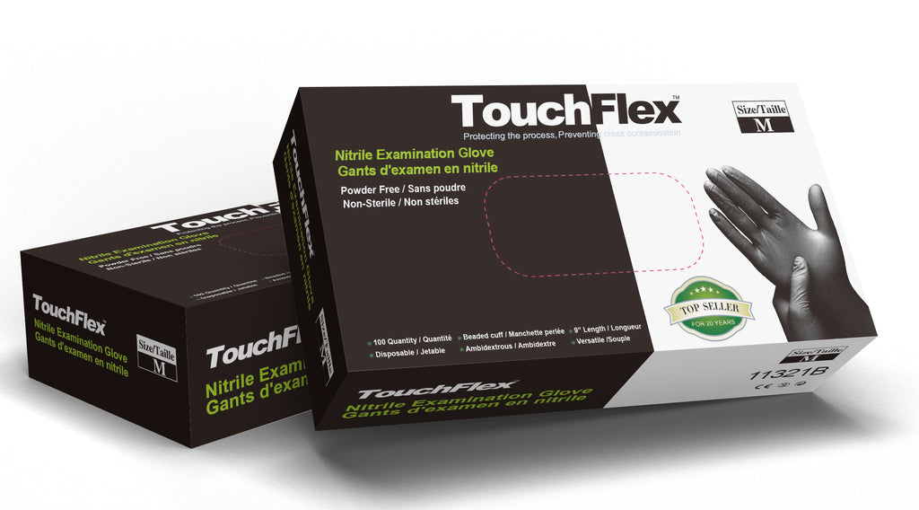 INTCO Touch Flex Nitrile Gloves — Powder-Free Exam Gloves Box (100 ct)
